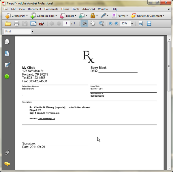 form medical prescription