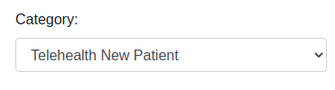 alt Telehealth Calendar Category dropdowns screenshot