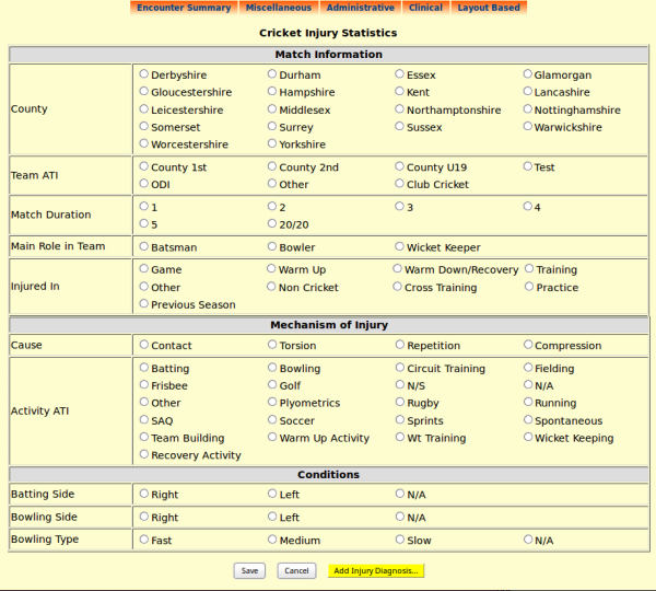 Cricket Injury Audit